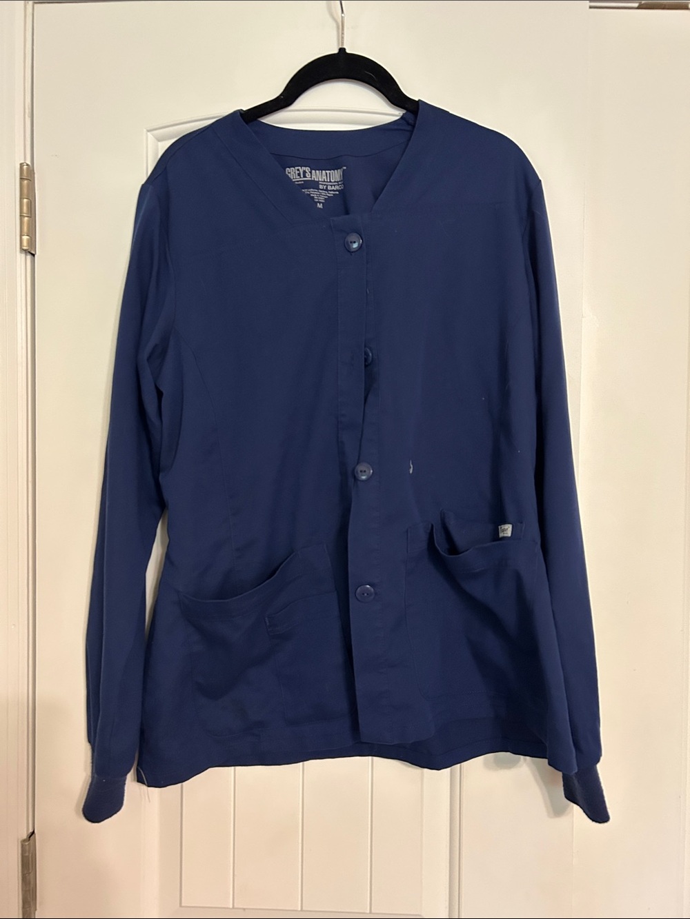 Grey's Anatomy Navy Button-Up Scrub Jacket with Pockets